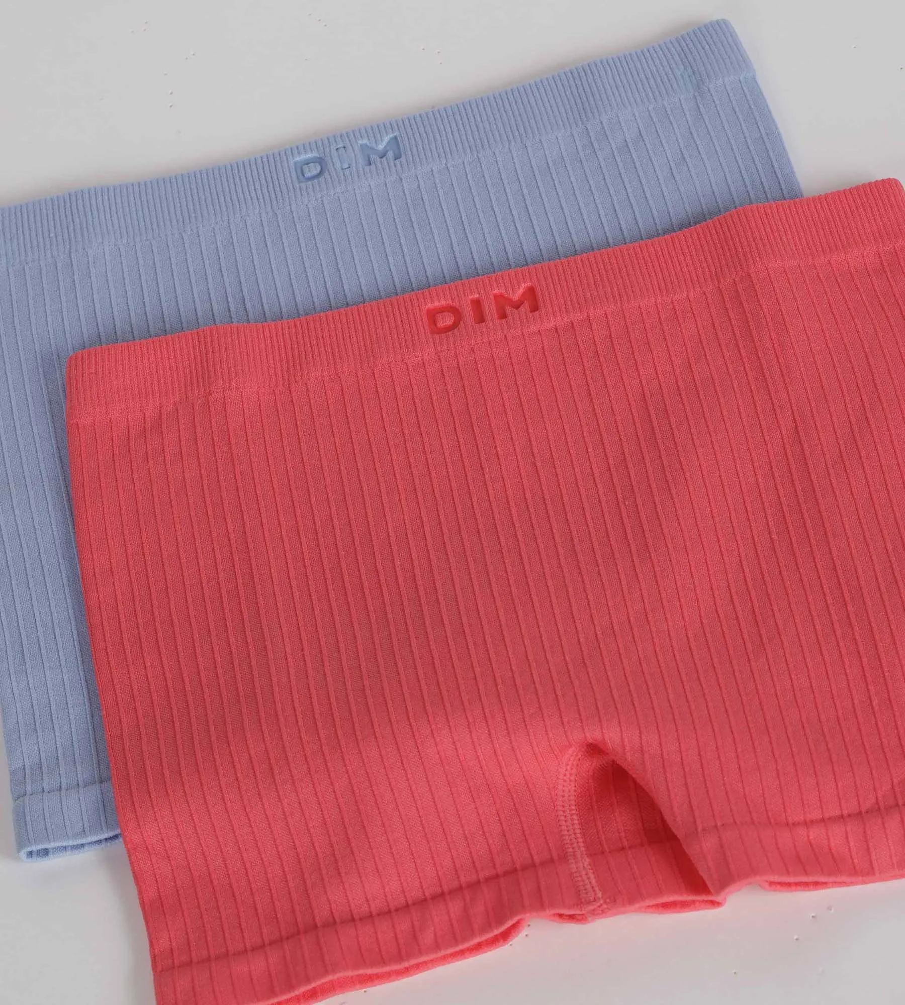 Lot de 2 boxers fille microfibre Bleu Chardon et Rose Dim Sans Couture