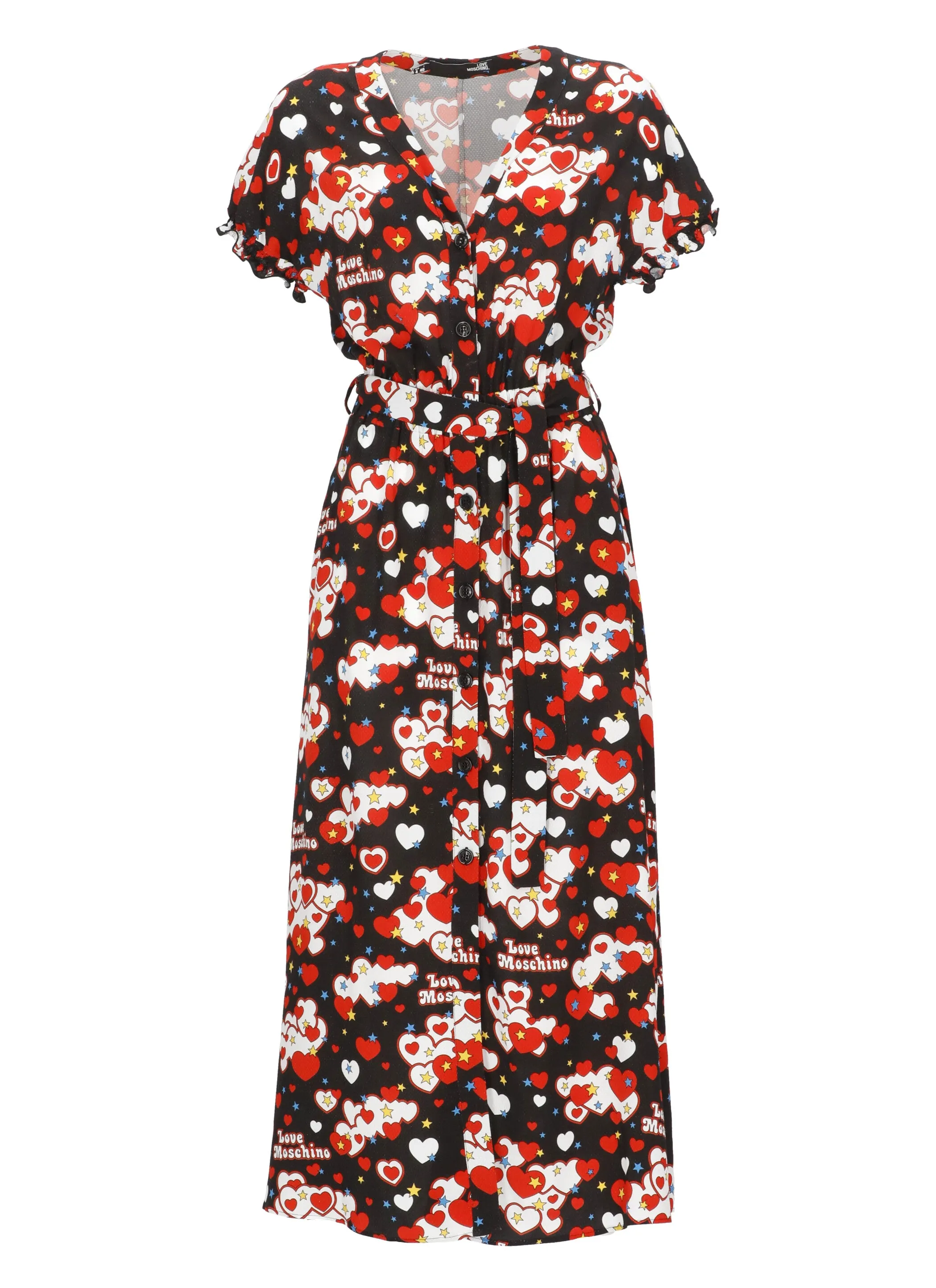 Love Moschino Allover Floral Printed V-Neck Dress