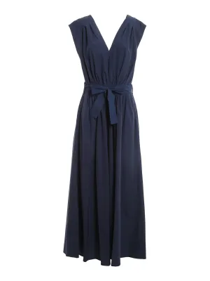 Malo V-Neck Belted Sleeveless Dress