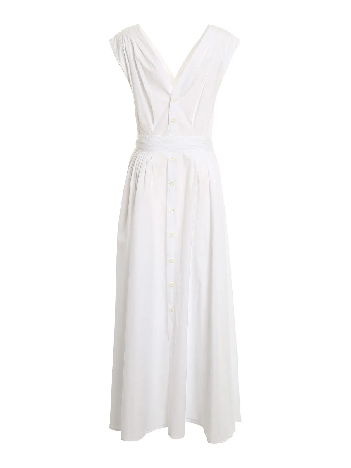 Malo V-Neck Belted Sleeveless Dress