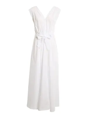 Malo V-Neck Belted Sleeveless Dress