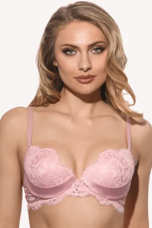 Marlene Push Up Bra with Swarovski Crystals in Pink, Size UK 36DD