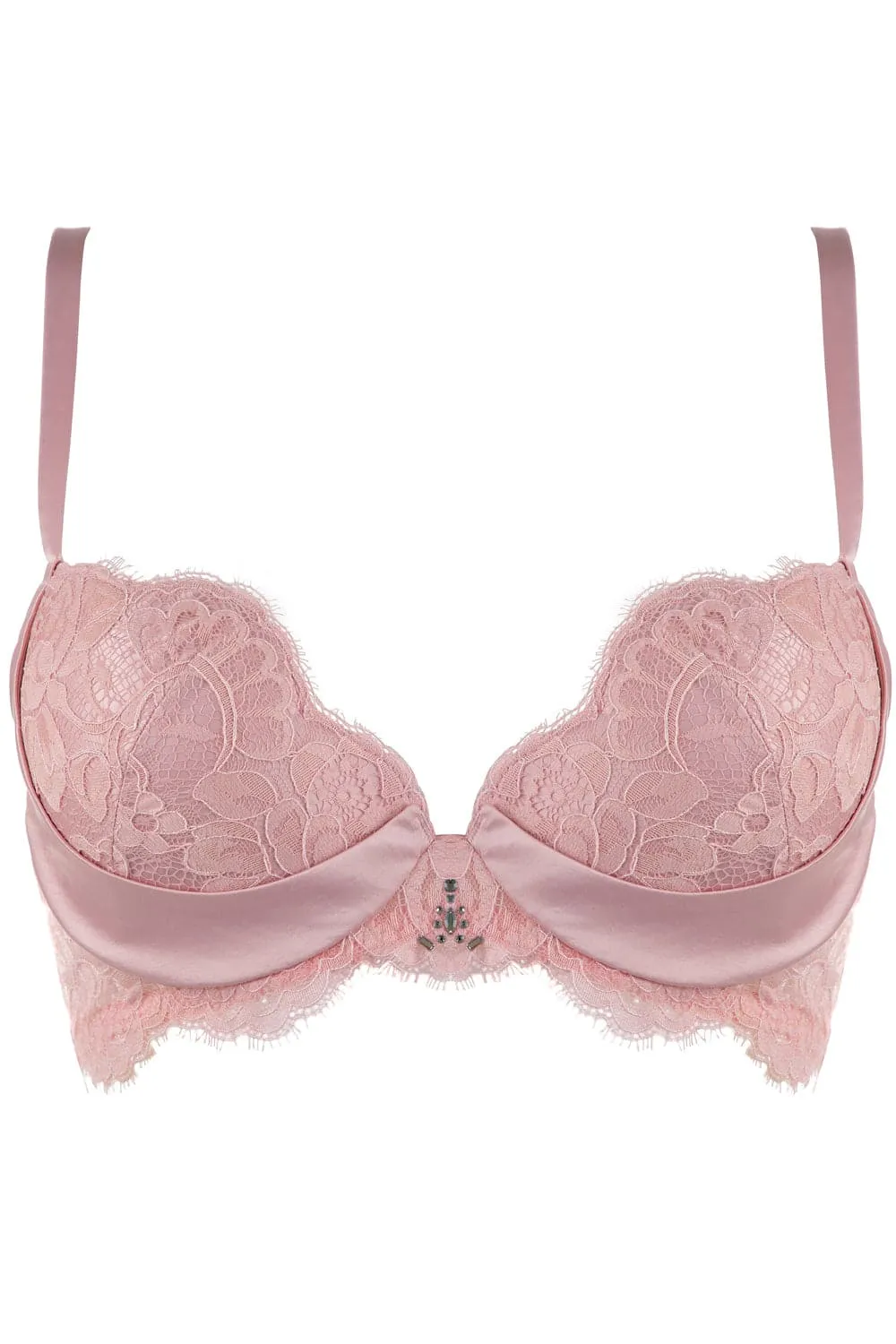 Marlene Push Up Bra with Swarovski Crystals in Pink, Size UK 36DD