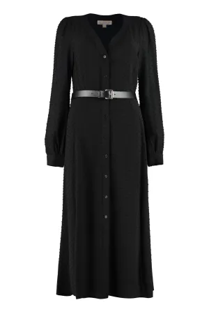 Michael Michael Kors Belted V-Neck Dress