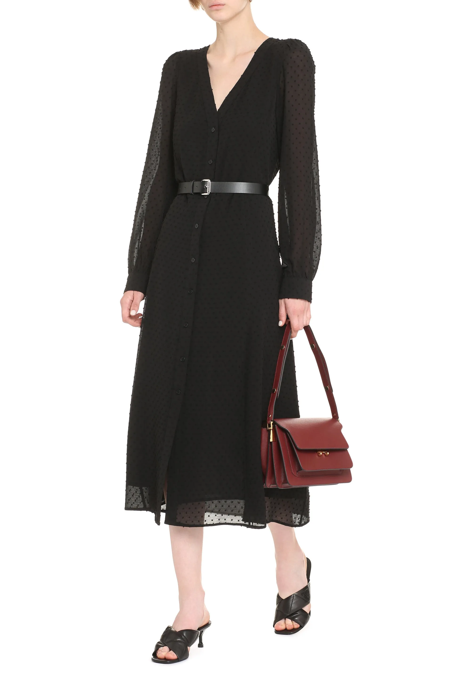 Michael Michael Kors Belted V-Neck Dress