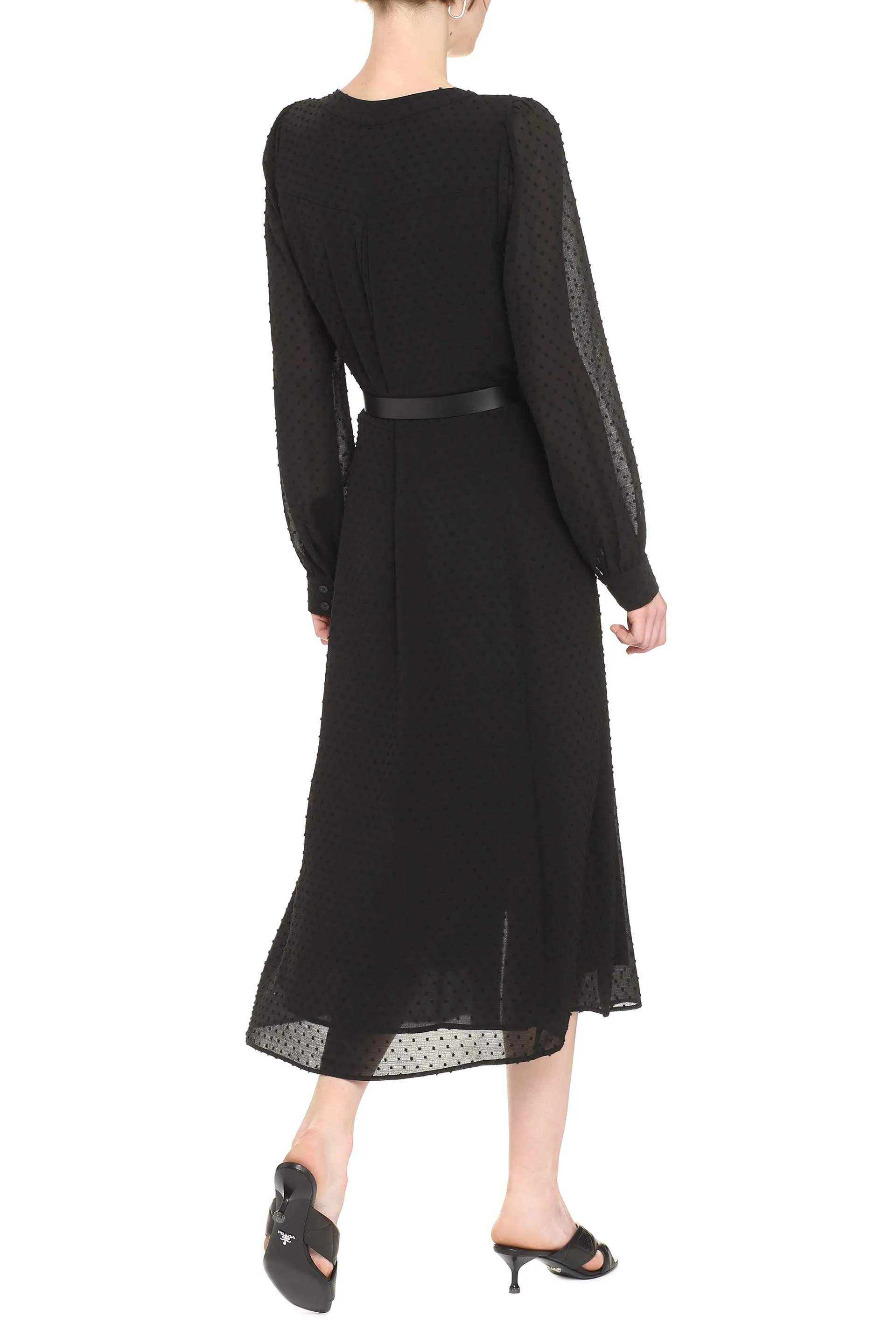 Michael Michael Kors Belted V-Neck Dress