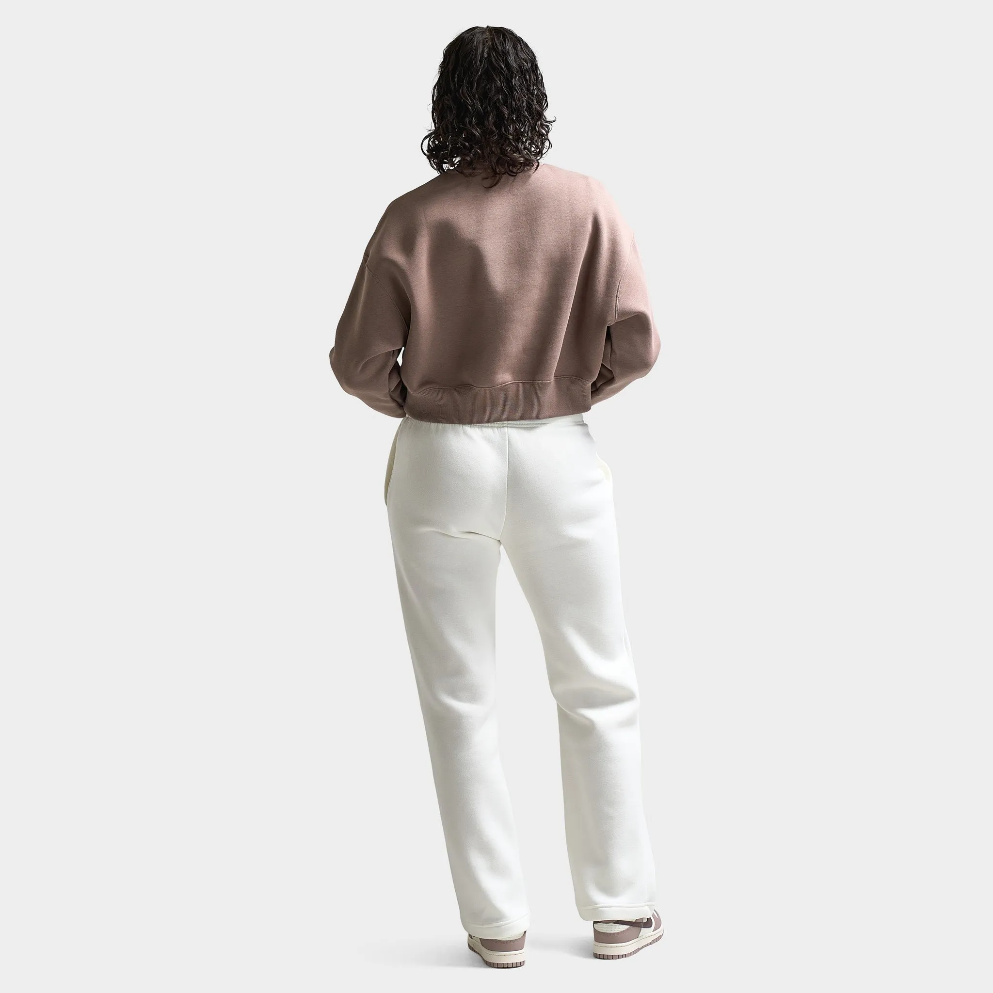 Nike Sportswear Women's Phoenix Fleece Half Zip Cropped Sweatshirt Mink Brown / Sail