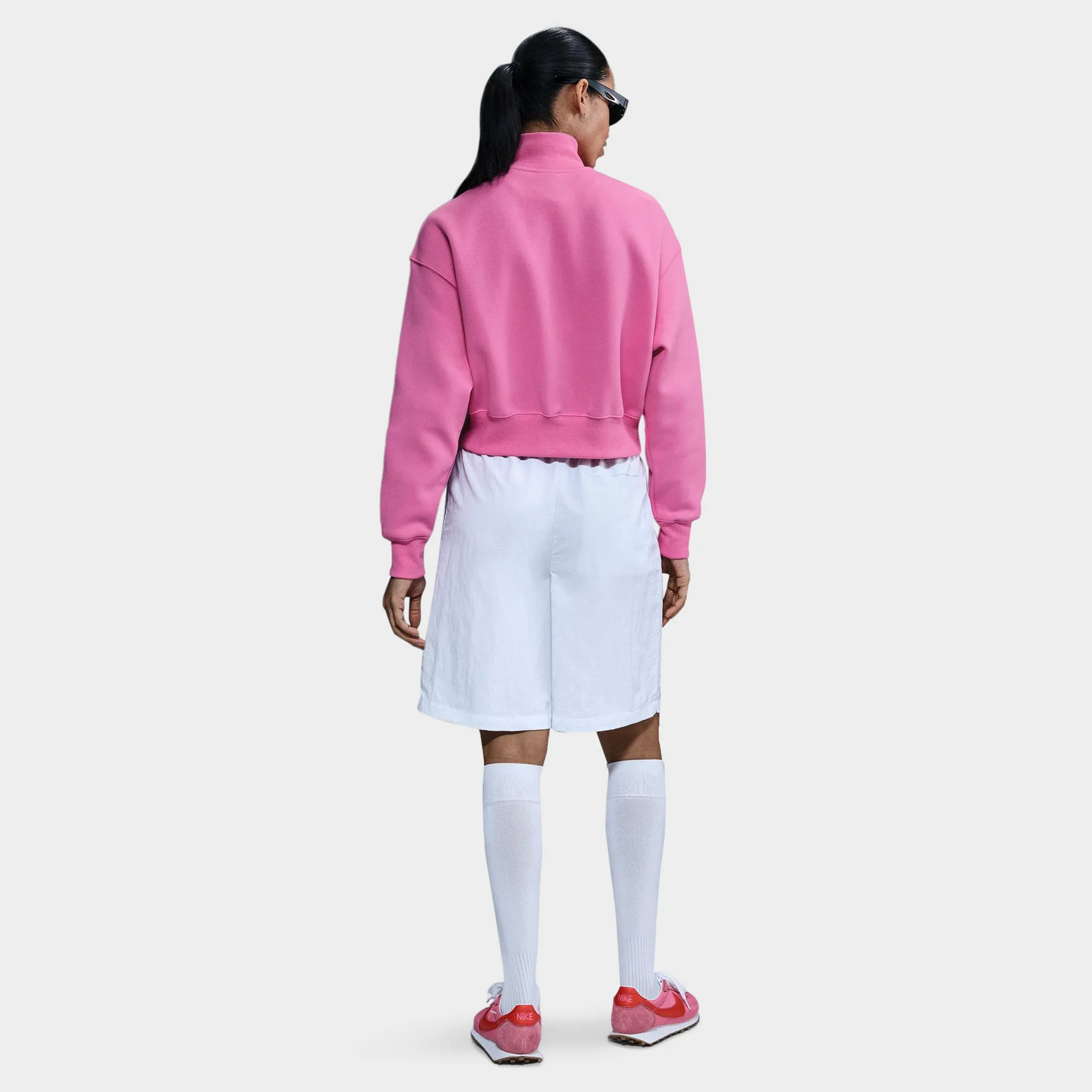 Nike Sportswear Women's Phoenix Fleece Half Zip Cropped Sweatshirt Playful Pink / Sail