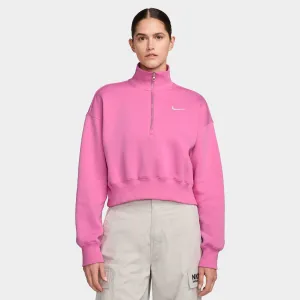 Nike Sportswear Women's Phoenix Fleece Half Zip Cropped Sweatshirt Playful Pink / Sail