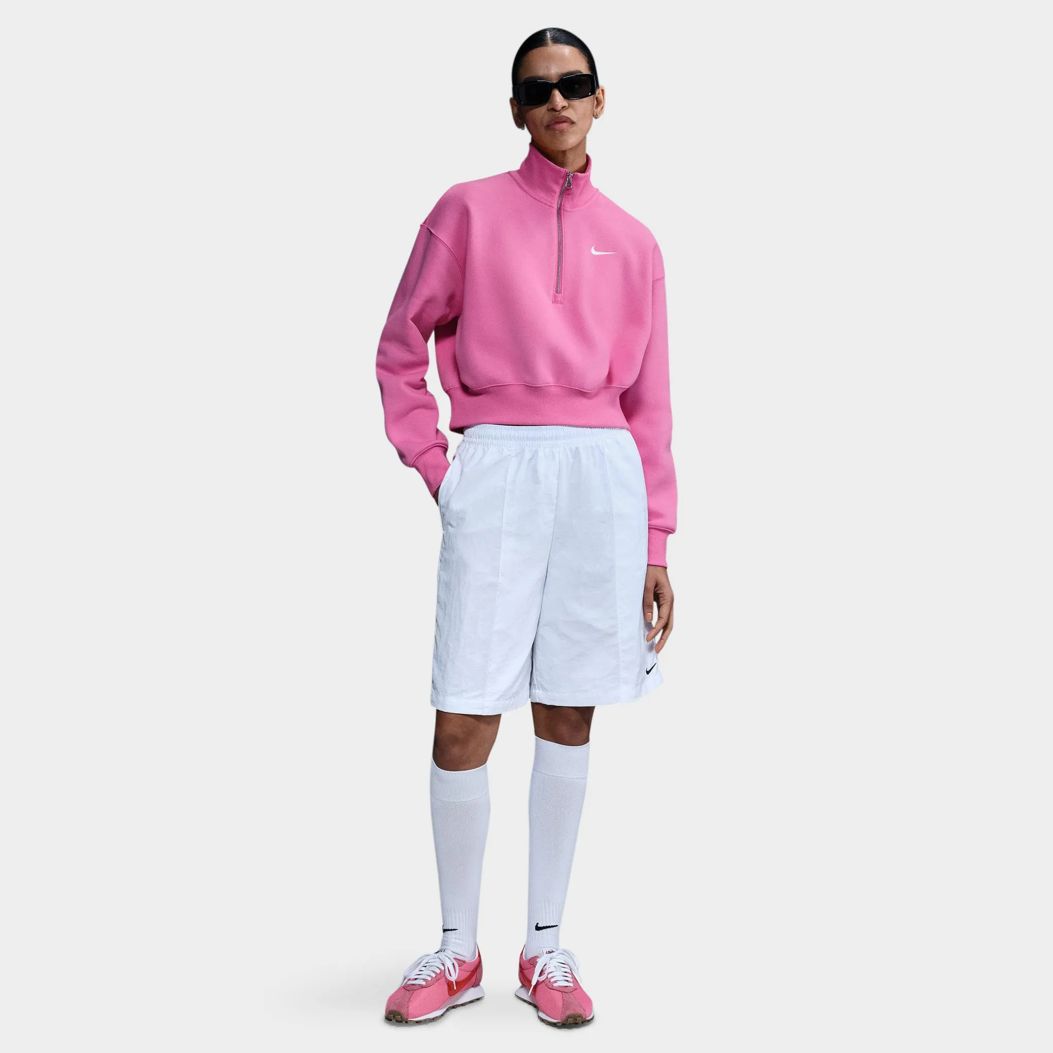 Nike Sportswear Women's Phoenix Fleece Half Zip Cropped Sweatshirt Playful Pink / Sail