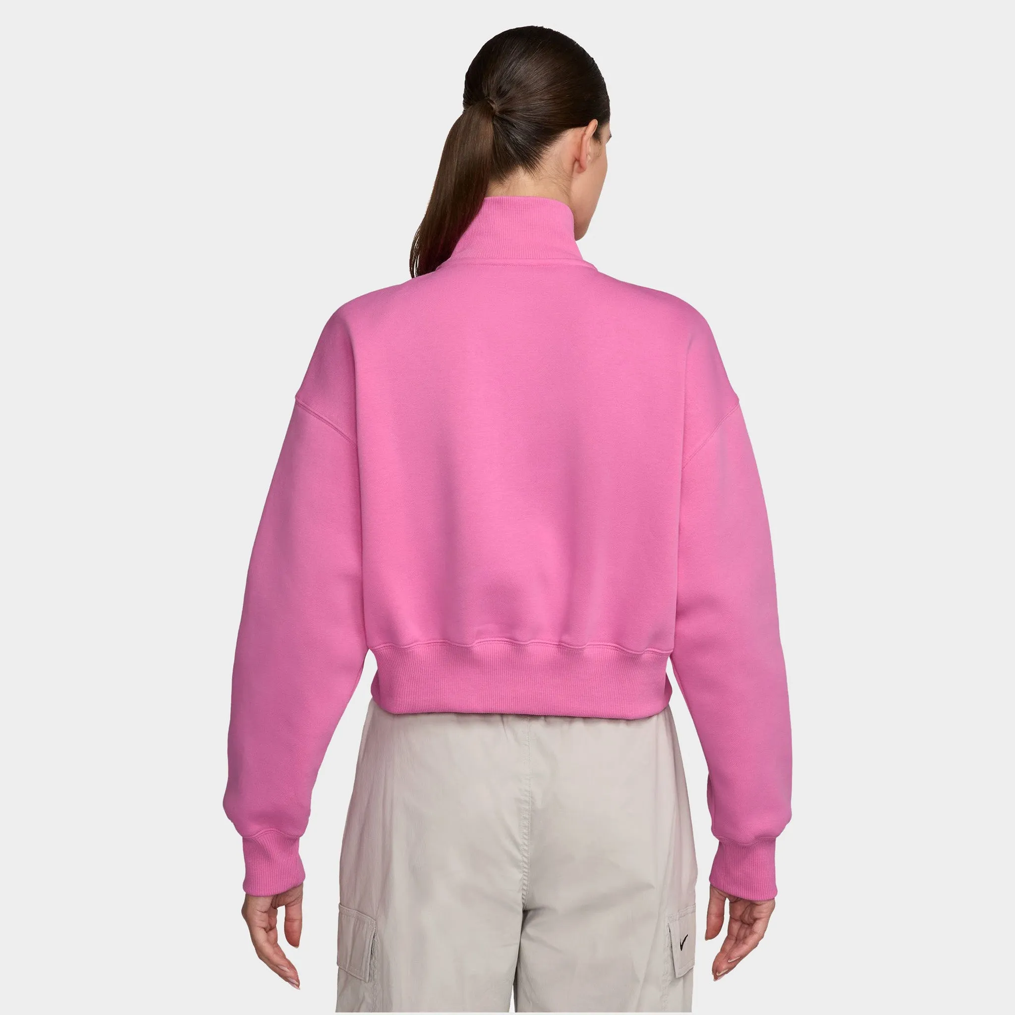 Nike Sportswear Women's Phoenix Fleece Half Zip Cropped Sweatshirt Playful Pink / Sail
