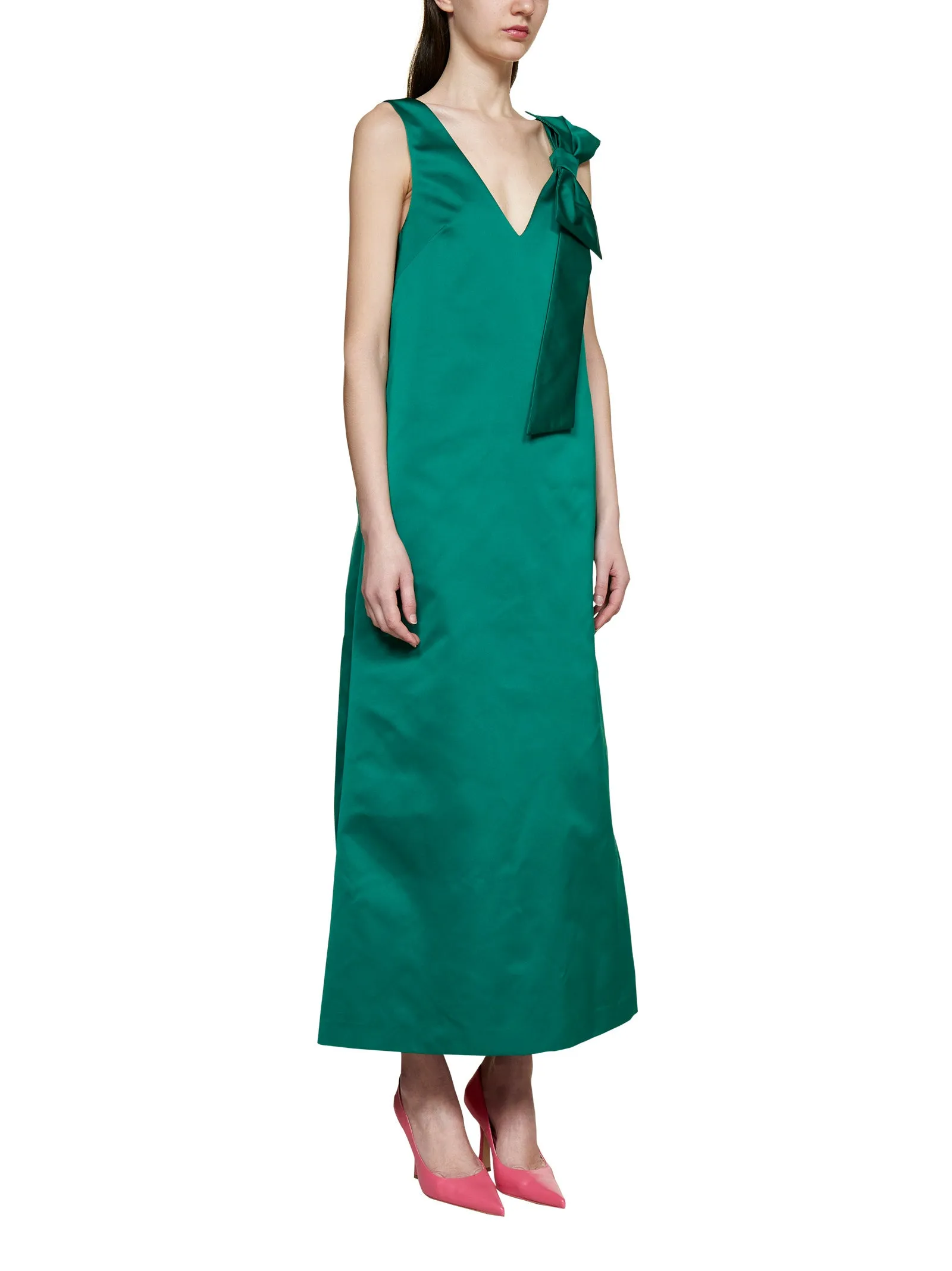 P.A.R.O.S.H. Bow-Detailed V-Neck Maxi Dress