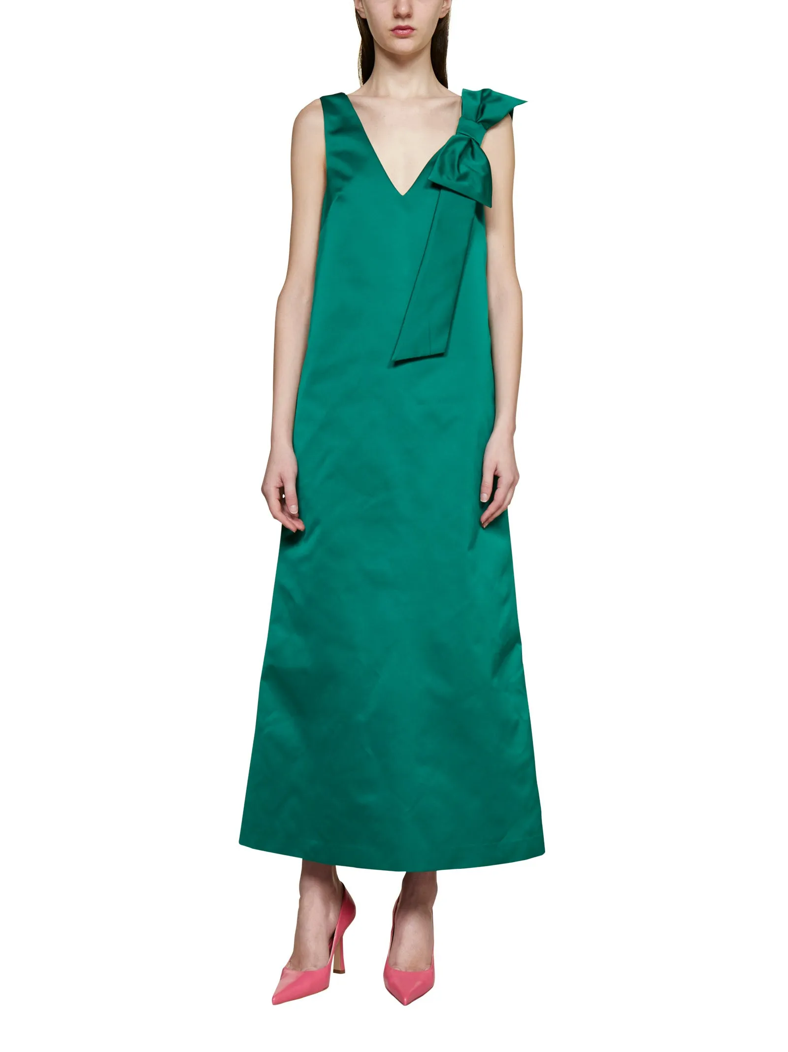 P.A.R.O.S.H. Bow-Detailed V-Neck Maxi Dress