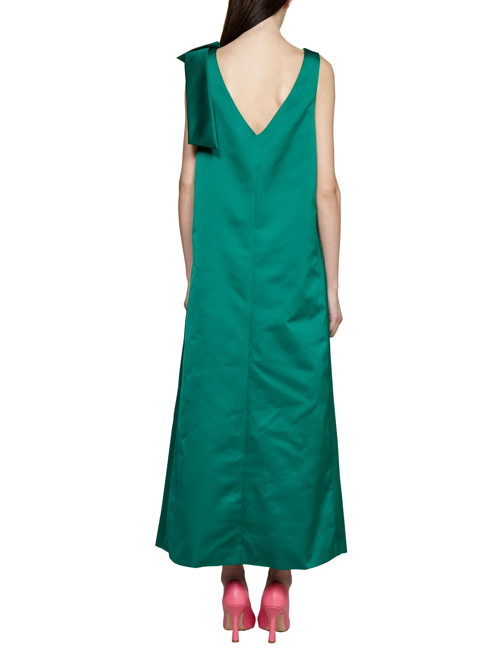 P.A.R.O.S.H. Bow-Detailed V-Neck Maxi Dress