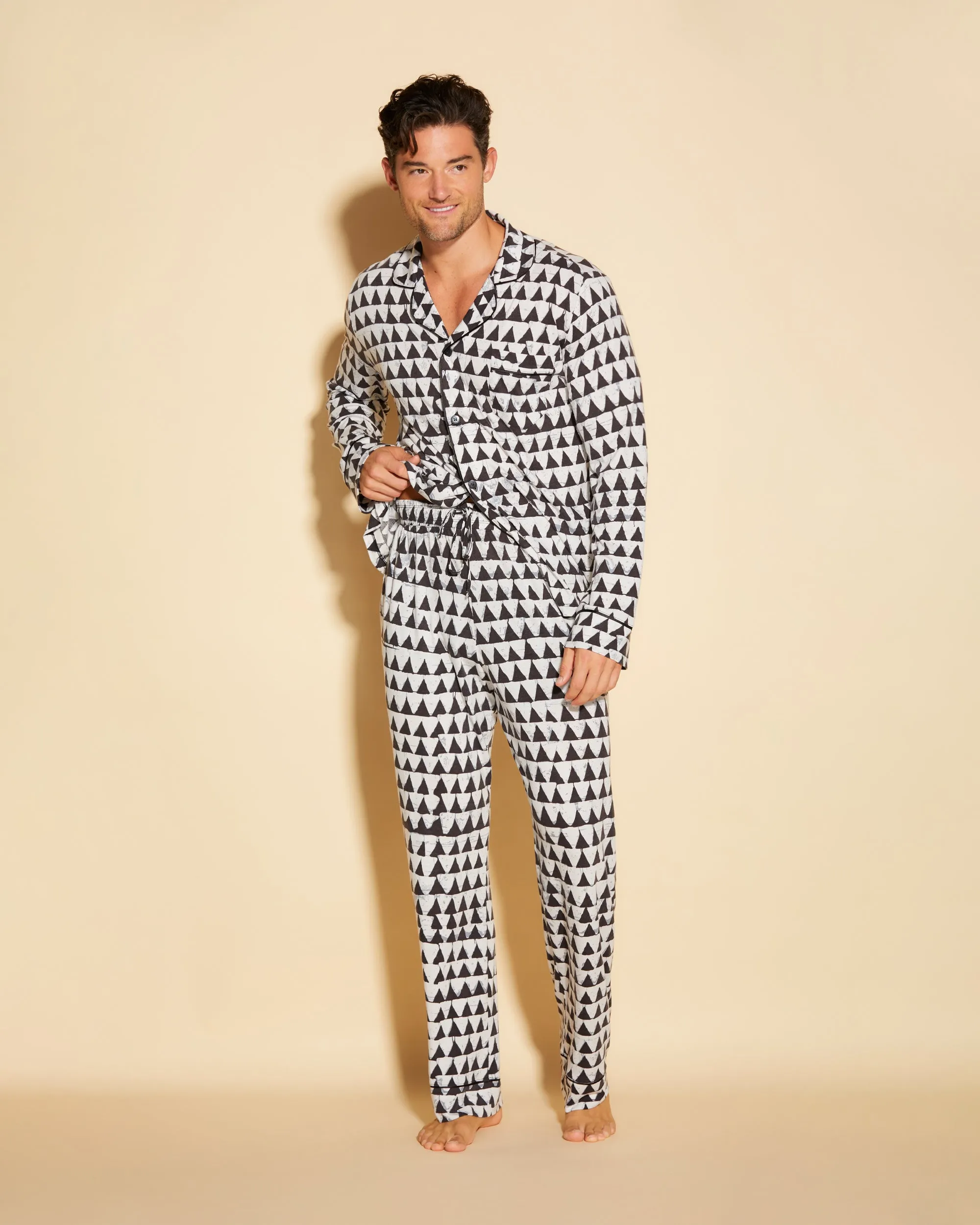 Pigiama Classico Da Uomo Con Top  Maniche Lunghe E Pantaloni