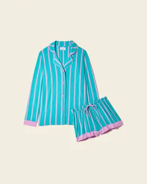 Pigiama Con Top Stampato  A Maniche Lunghe E Boxer