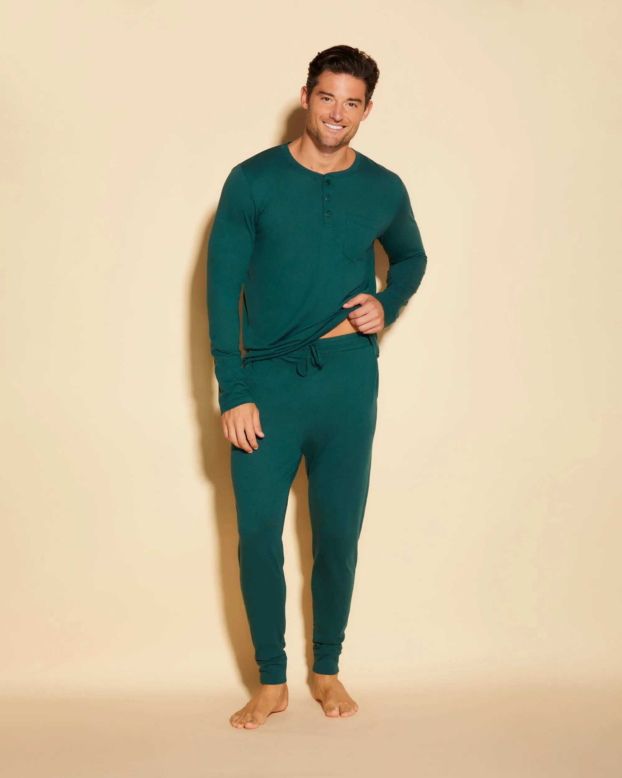 Pigiama Da Uomo Con Top Henley E Pantaloni  Jogger