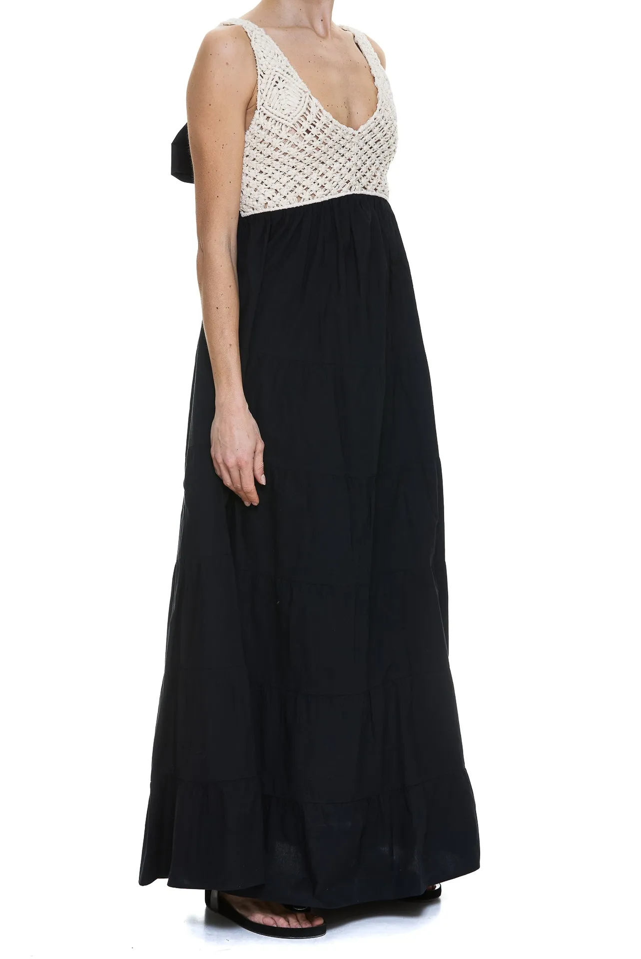 Pinko V-Neck Bow-Detailed Sleeveless Maxi Dress