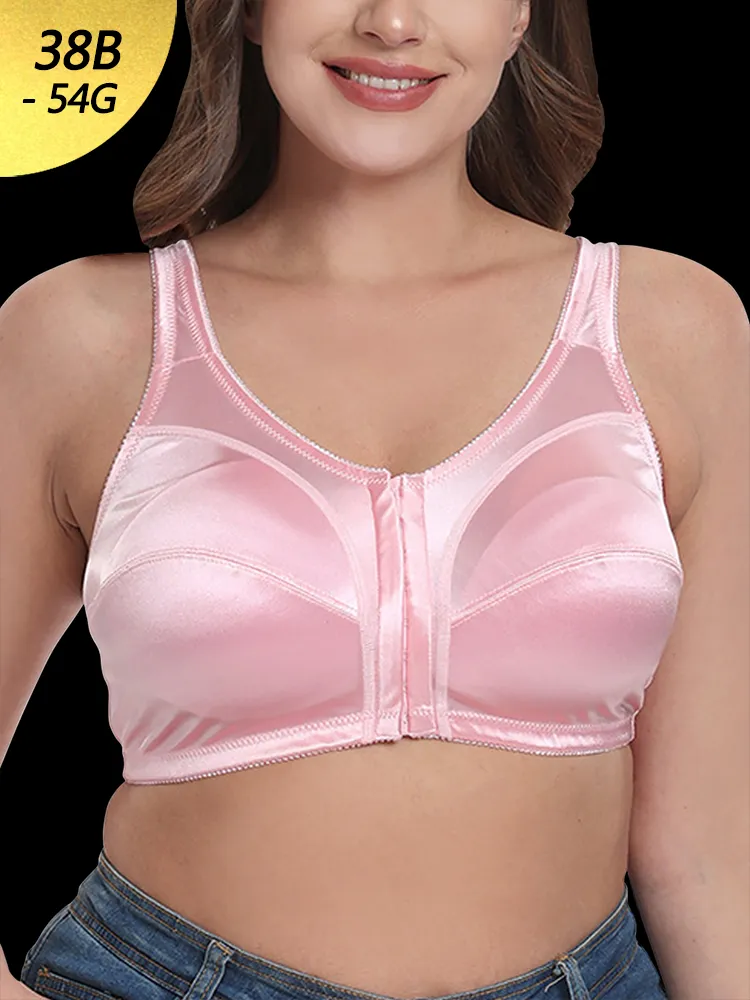 Plus Size Front Closure Natural Support Wireless Bra