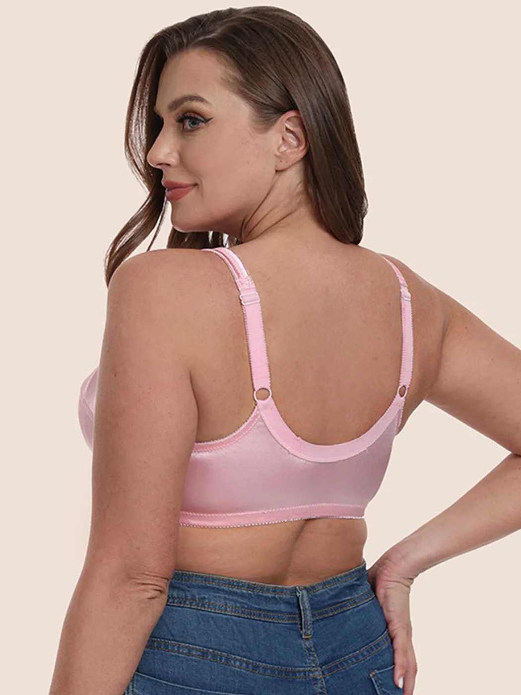Plus Size Front Closure Natural Support Wireless Bra
