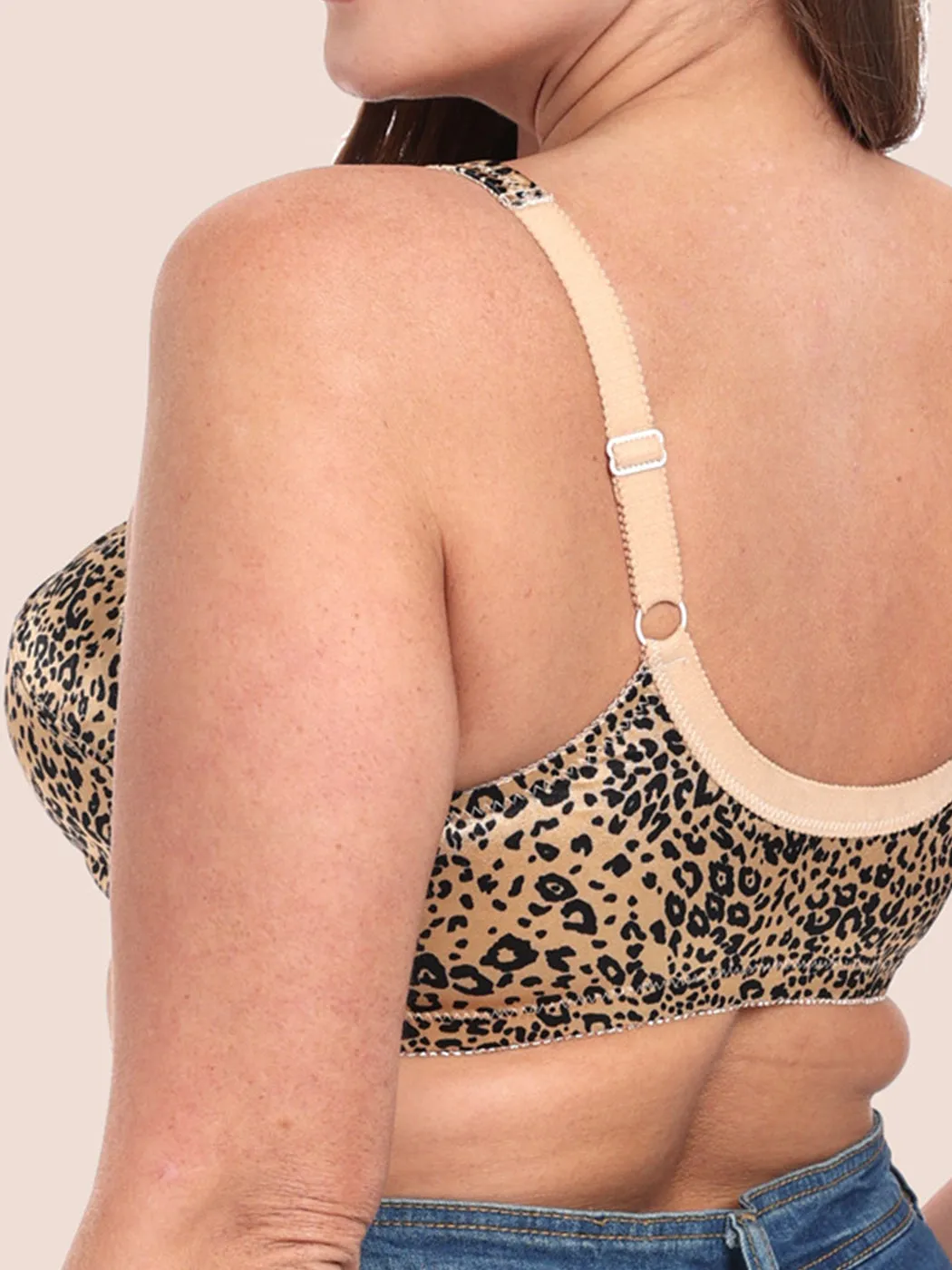 Plus Size Pattern Print Front Closure Wirefree Bra