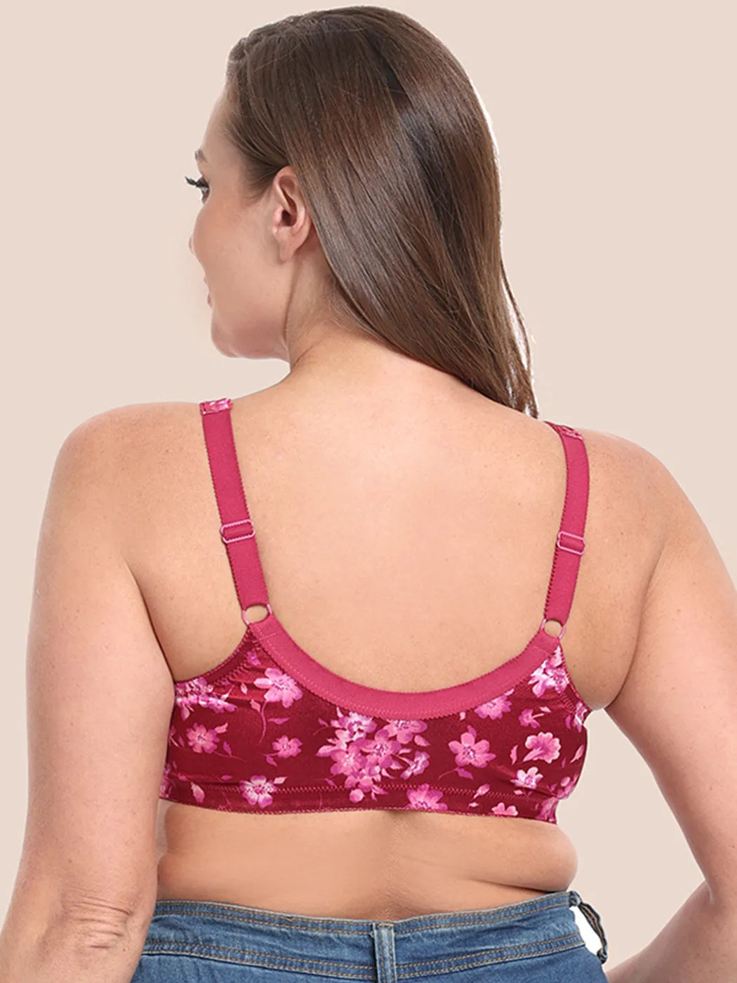 Plus Size Pattern Print Front Closure Wirefree Bra
