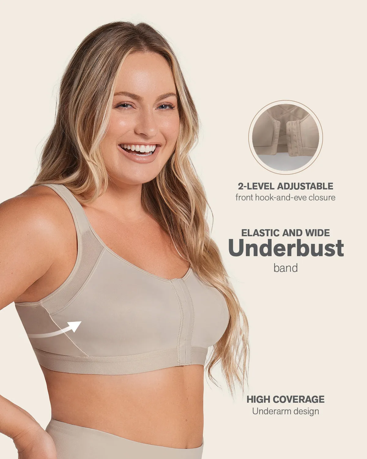 Post-Surgical Wireless Bra with Front Closure