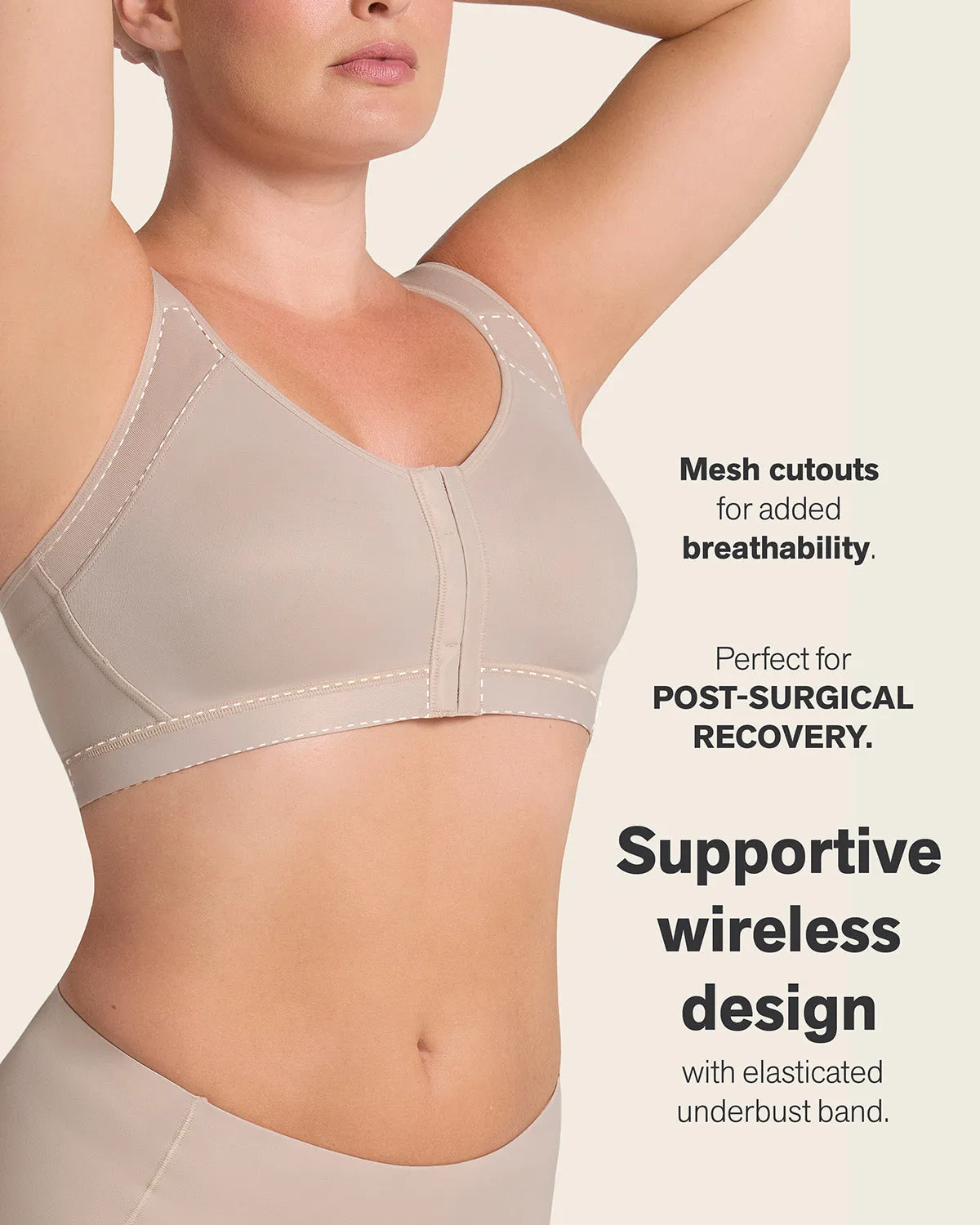 Post-Surgical Wireless Bra with Front Closure