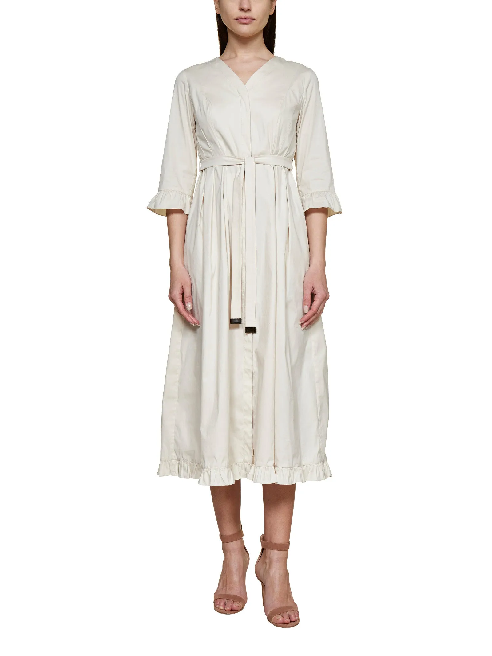 'S Max Mara V-Neck Midi Poplin Dress