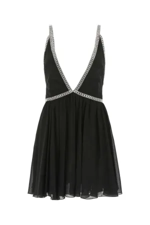 Saint Laurent Embellished V-Neck Mini Dress