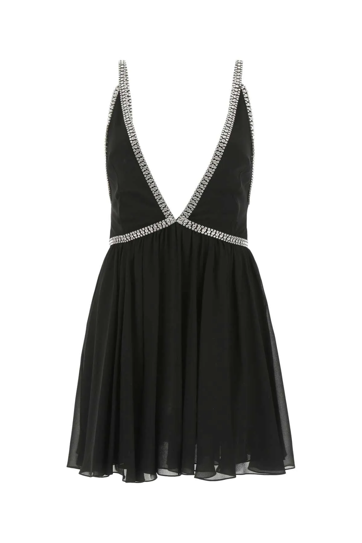 Saint Laurent Embellished V-Neck Mini Dress