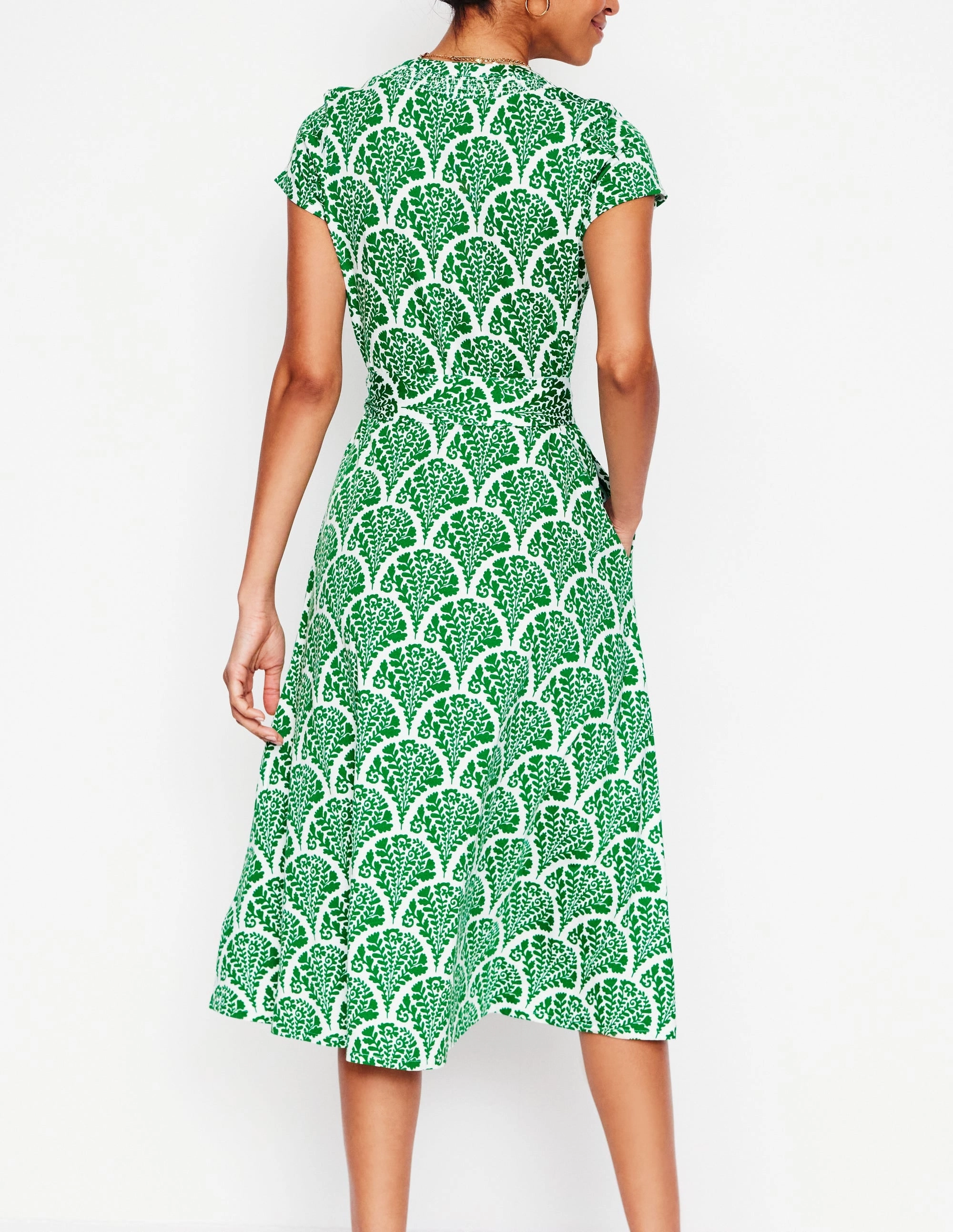 Sara Jersey Shirt Dress-Rich Emerald. Blossomy