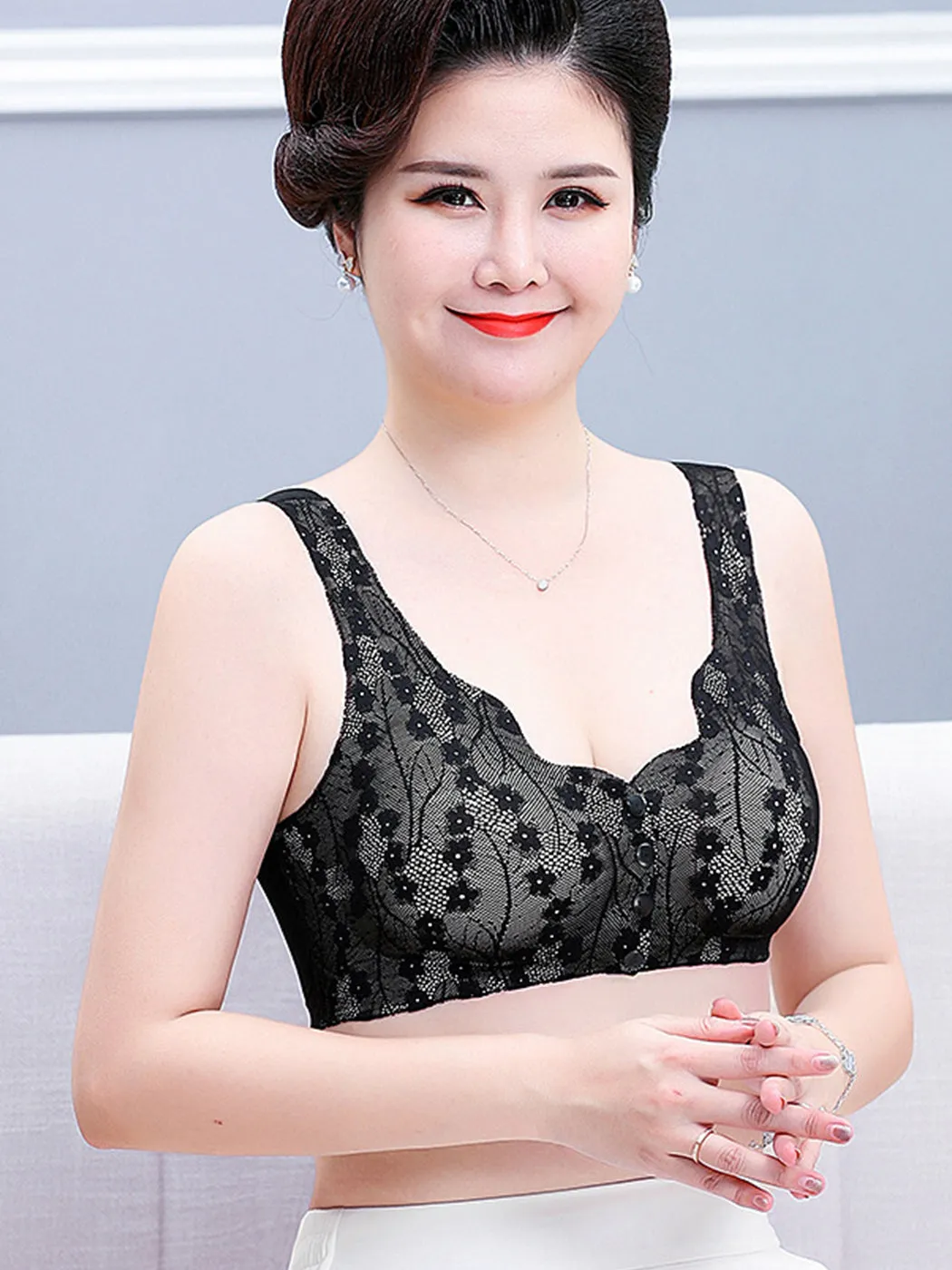 Seamless Lace Front Close Wireless Bra