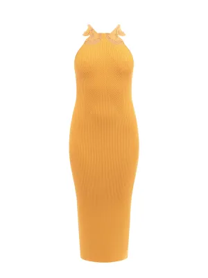 Self-Portrait Lace Detailed Halter Neck Midi Dress