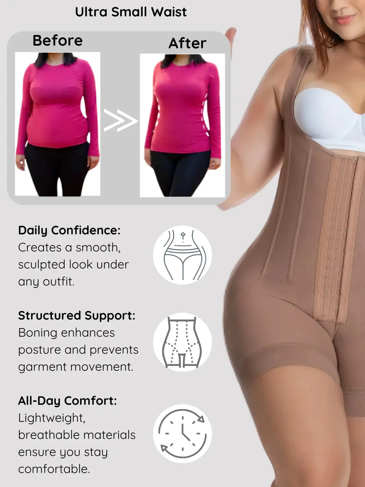 Siluet High-Compression Daily Shapewear with Boning for a Sculpted Silhouette