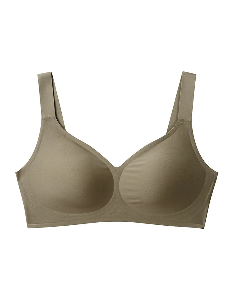 Solid Color V-neck Side Support Wireless Bras