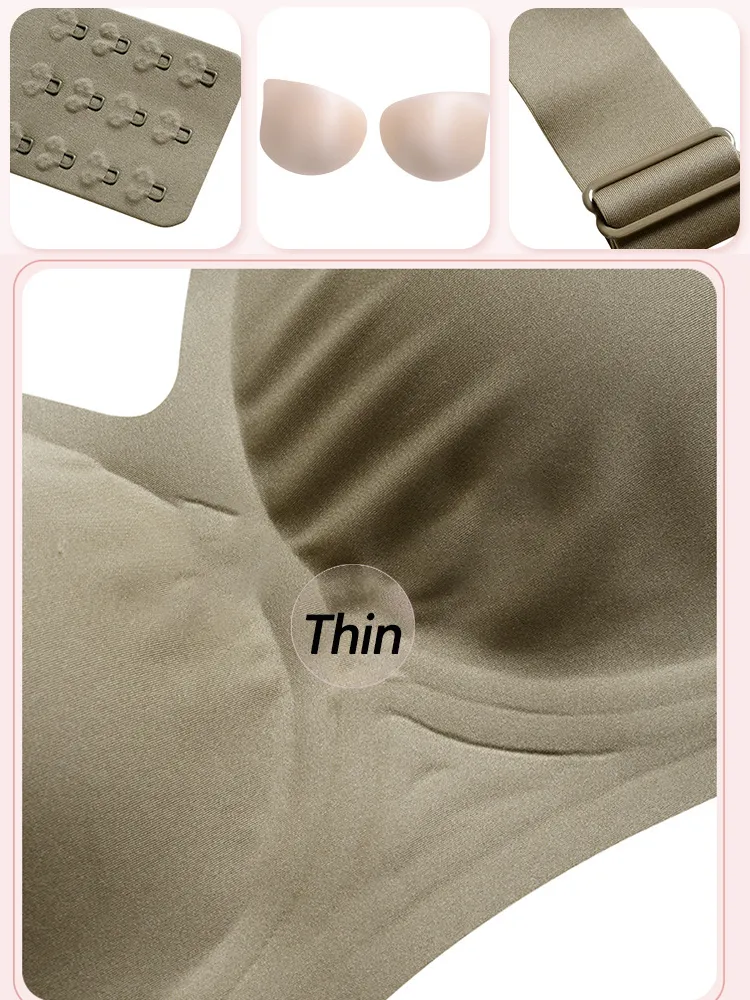 Solid Color V-neck Side Support Wireless Bras