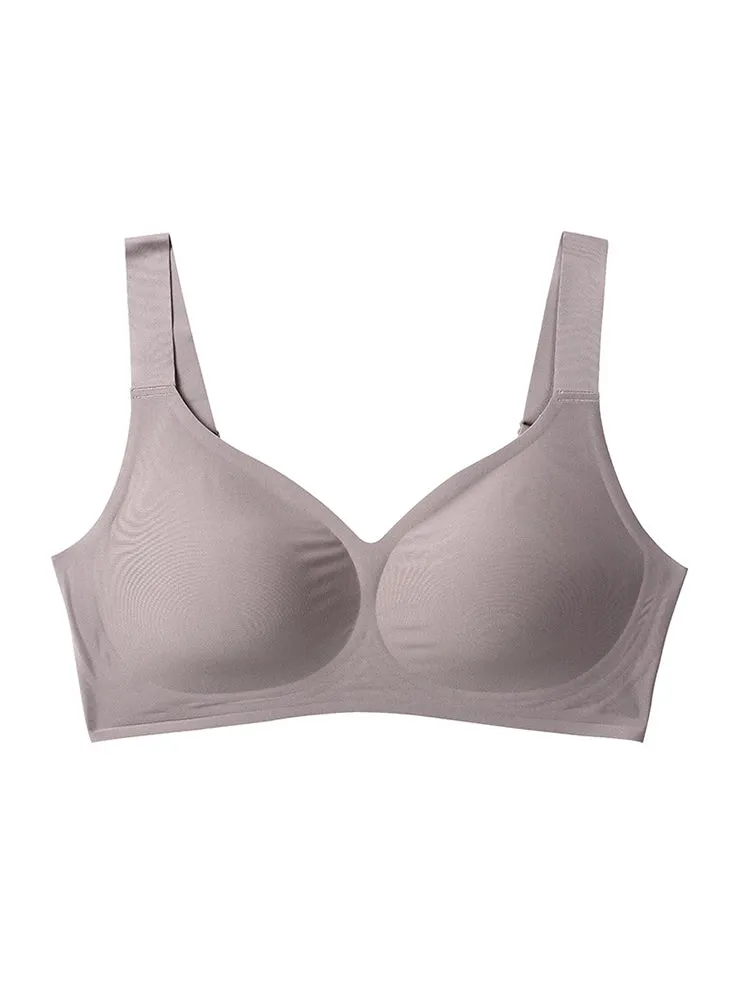 Solid Color V-neck Side Support Wireless Bras