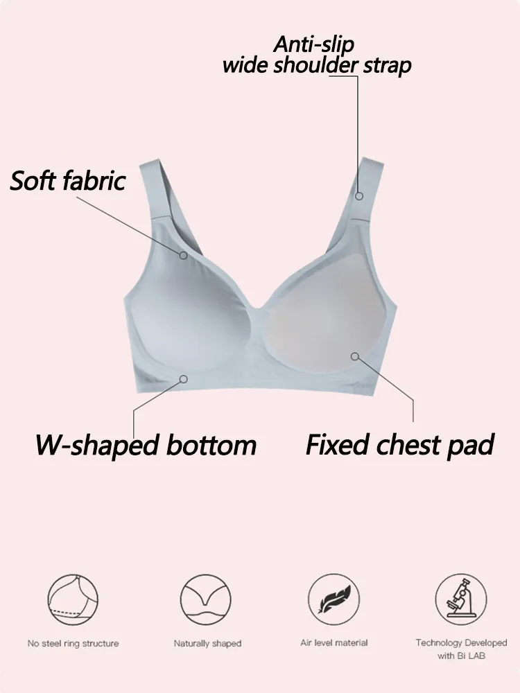 Solid Color V-neck Side Support Wireless Bras