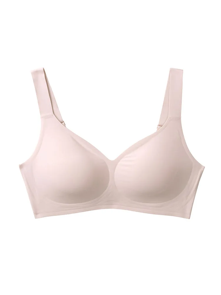 Solid Color V-neck Side Support Wireless Bras
