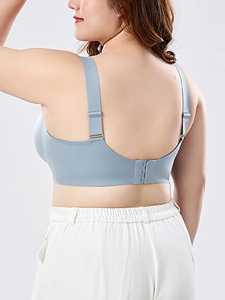 Solid Color V-neck Side Support Wireless Bras