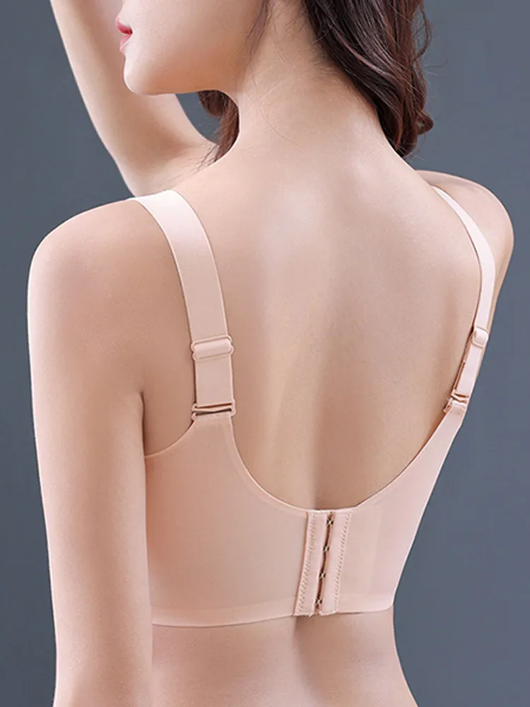 Stretch Solid Petal Trim Full Figure Wireless Bra