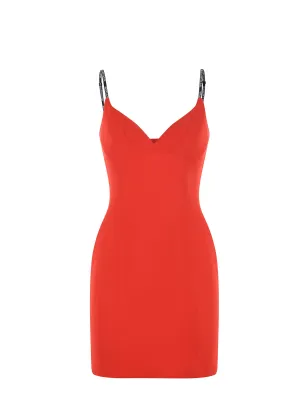 Versace Jeans Couture V-Neck Logo Straps Mini Dress