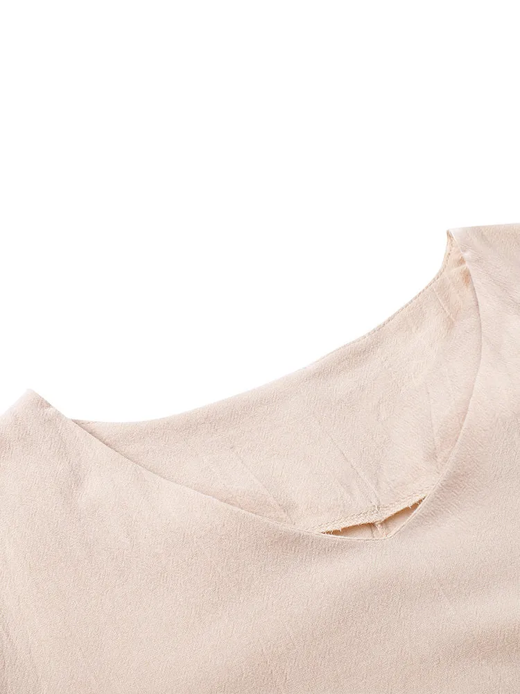 Vintage Short Sleeve V Neck Pockets Dresses