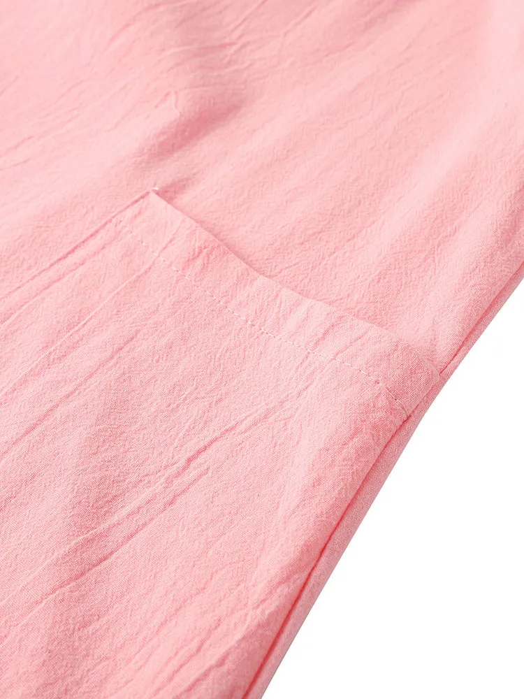 Vintage Short Sleeve V Neck Pockets Dresses