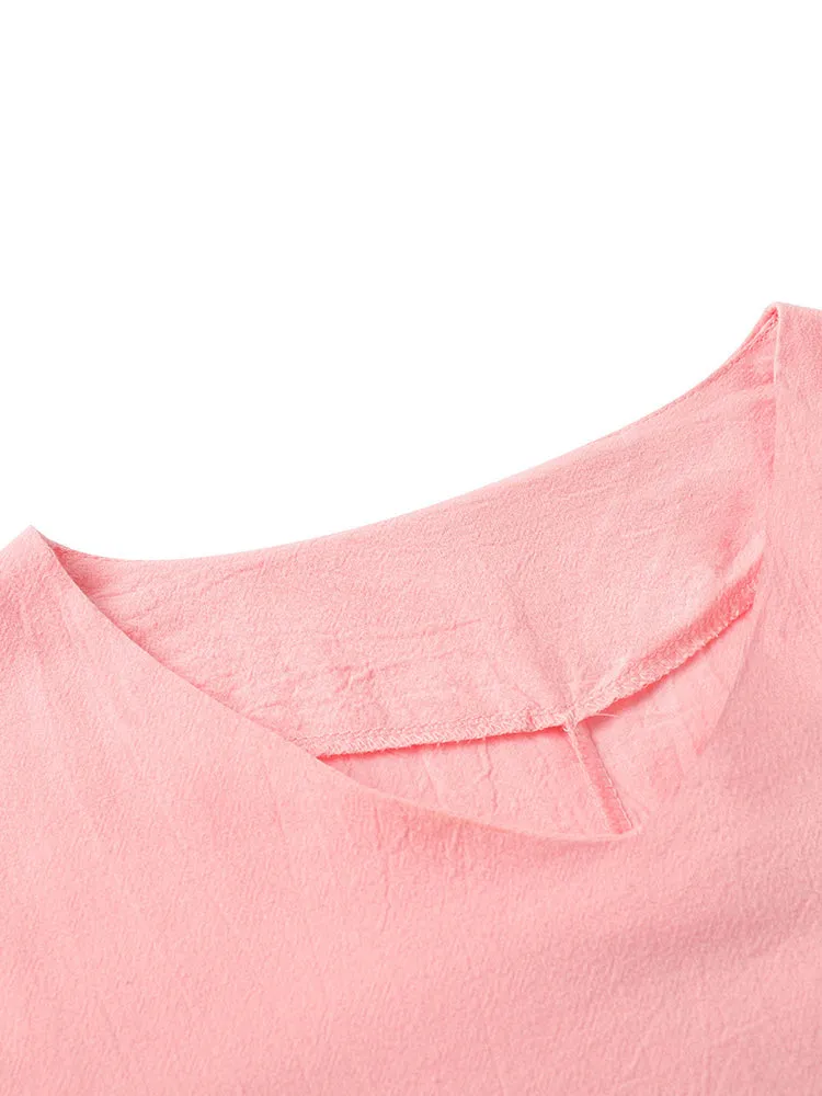 Vintage Short Sleeve V Neck Pockets Dresses
