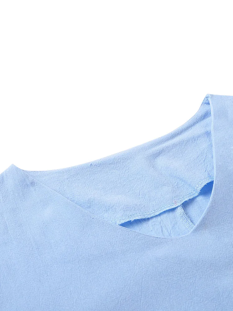 Vintage Short Sleeve V Neck Pockets Dresses