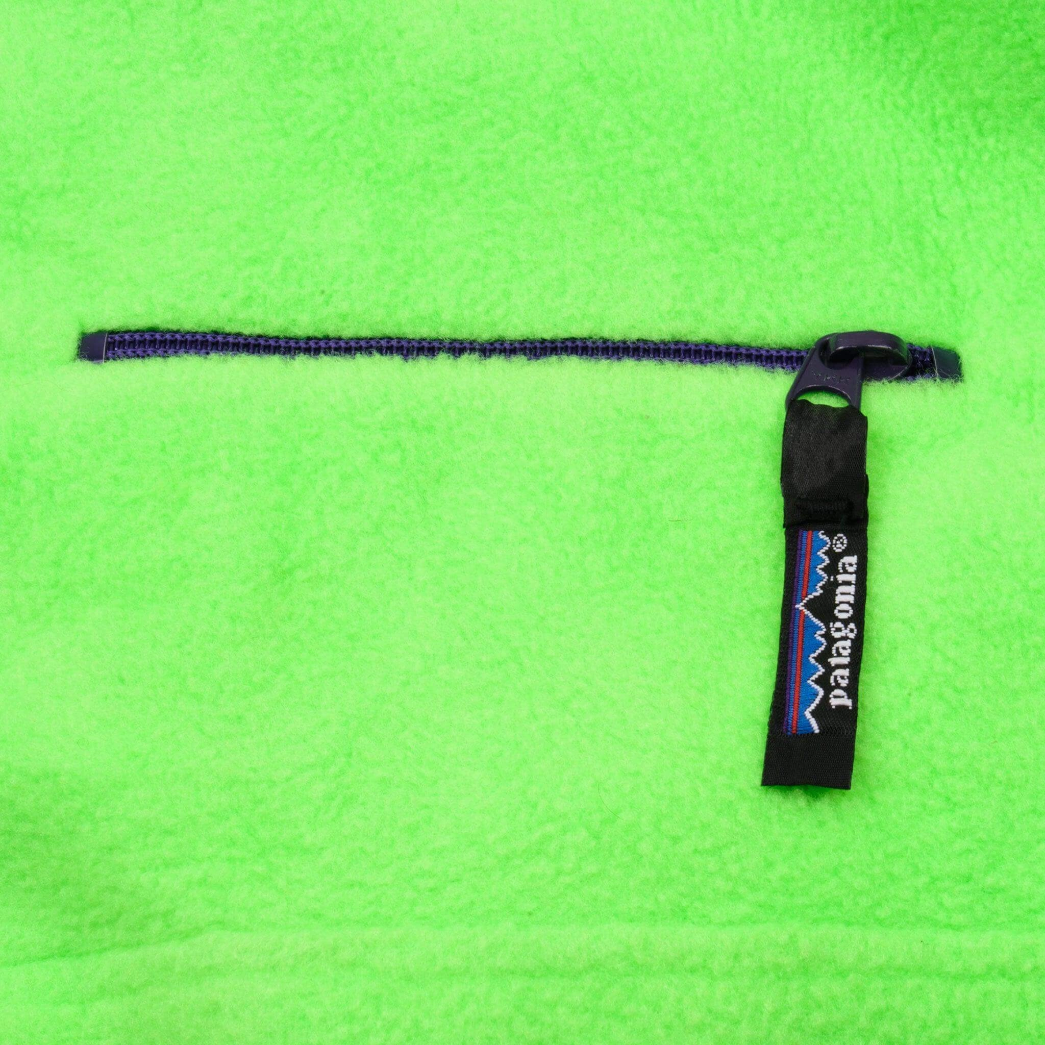 VINTAGE PATAGONIA SNAP T REVERSIBLE NEON FLEECE PULLOVER 1990S LARGE MADE USA