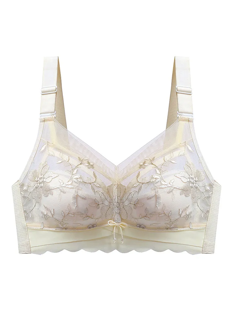 Women Floral Embroidered Full Coverage Wire-Free Bra
