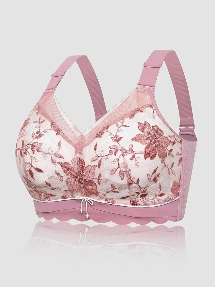 Women Floral Embroidered Full Coverage Wire-Free Bra